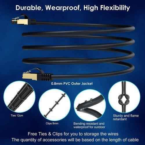Network Cable RJ45 CAT8 40Gbps Network Gold Plated Fast Internet Patch Lead