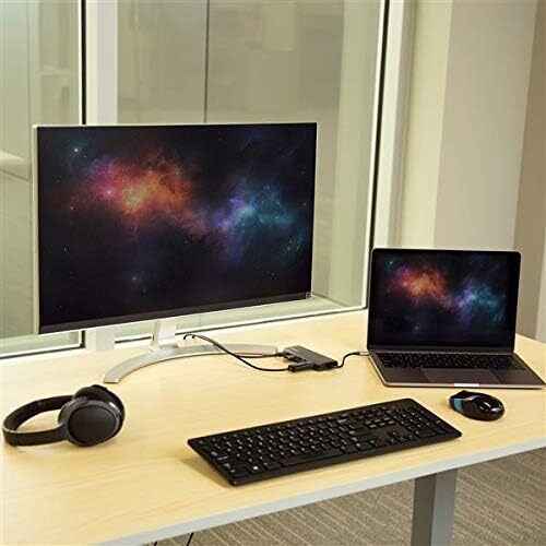 Multiport USB Hub Adapter Docking Station for Laptop with HDMI and Type-C Ports