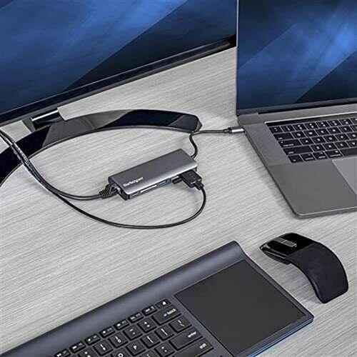 Multiport USB Hub Adapter Docking Station for Laptop with HDMI and Type-C Ports