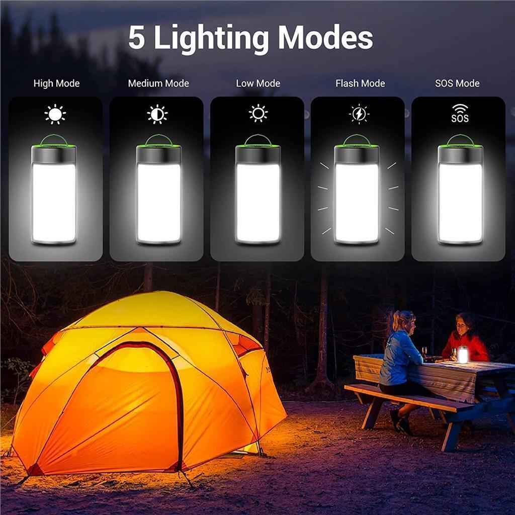 Camping Lights Rechargeable LED 400LM 5 Light Modes also Charges Phones - 2 Pack