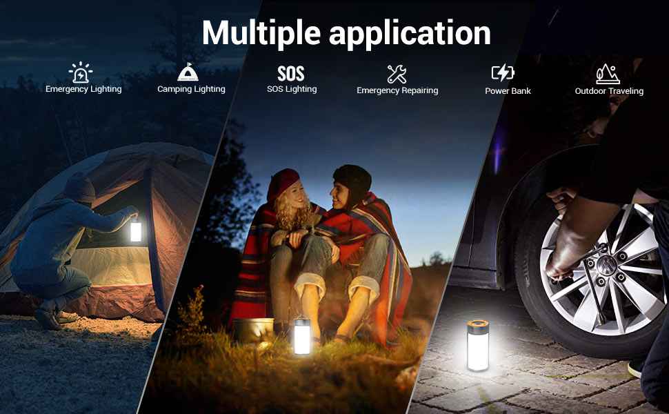 Camping Lights Rechargeable LED 400LM 5 Light Modes also Charges Phones - 2 Pack
