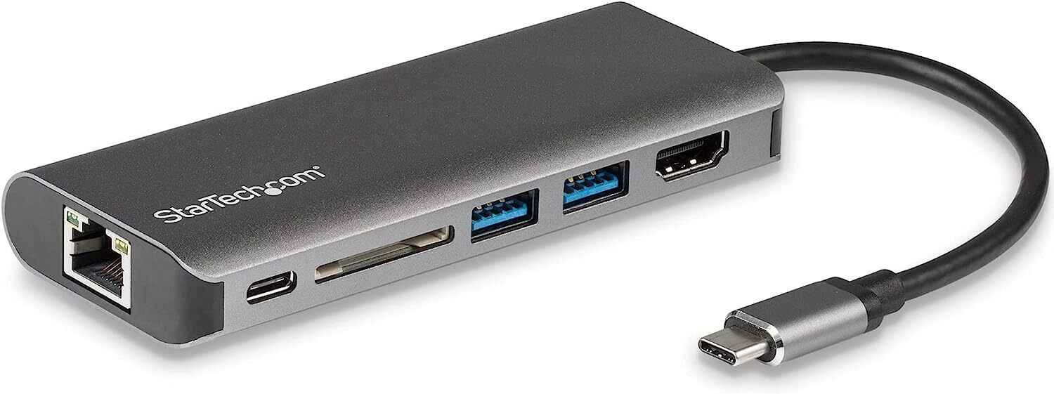 Multiport USB Hub Adapter Docking Station for Laptop with HDMI and Type-C Ports