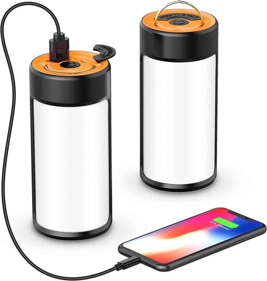 Camping Lights Rechargeable LED 400LM 5 Light Modes also Charges Phones - 2 Pack