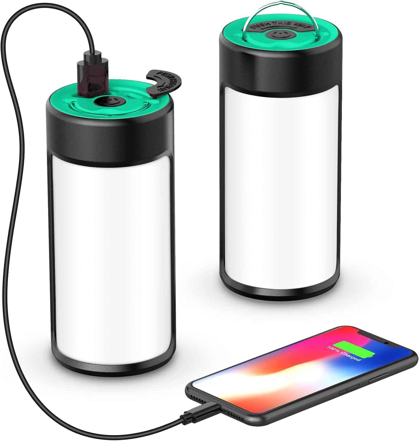 Camping Lights Rechargeable LED 400LM 5 Light Modes also Charges Phones - 2 Pack