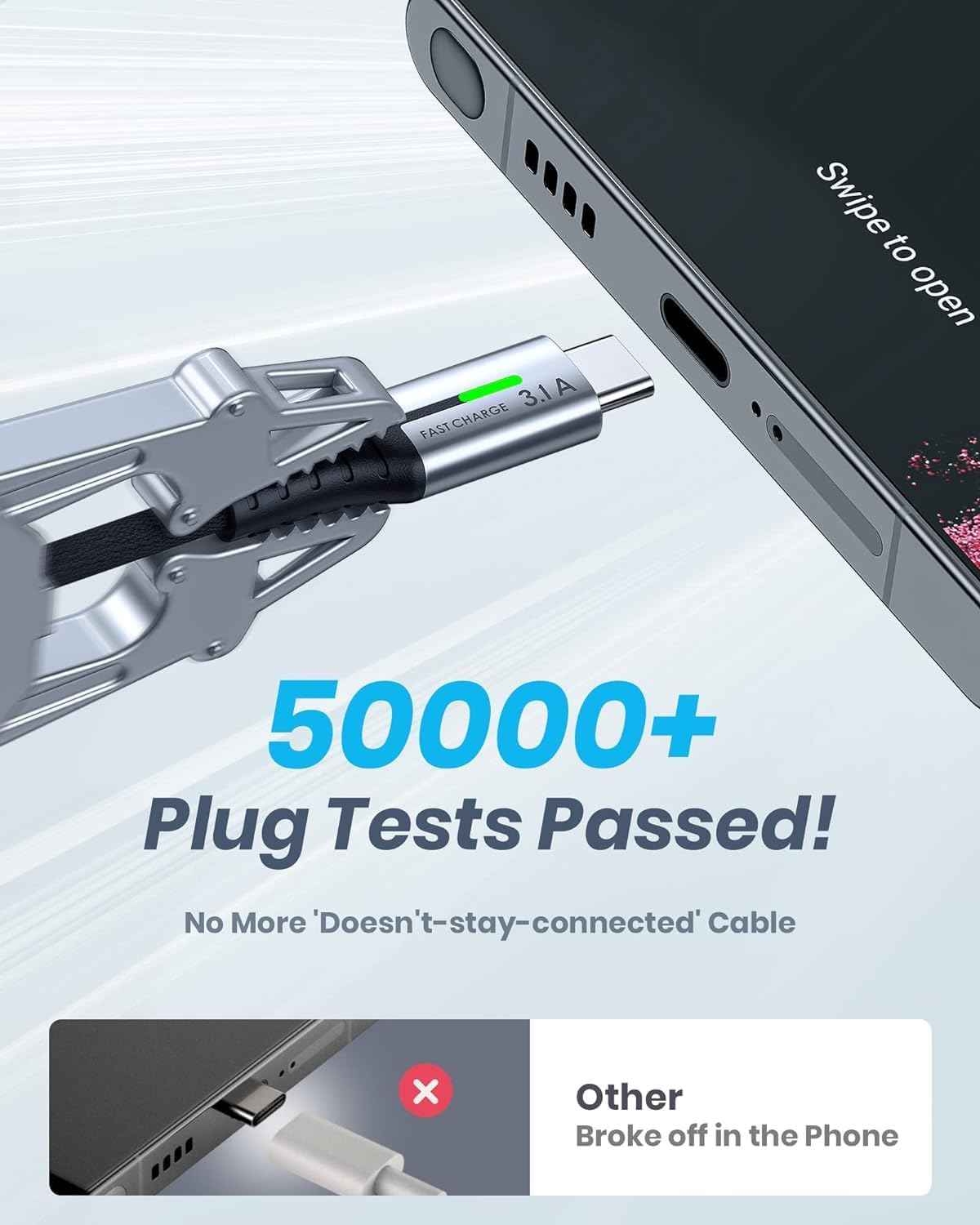 USB-C Fast Charging Cable 3.1A - 5 Pack for Phones, Consoles, and More