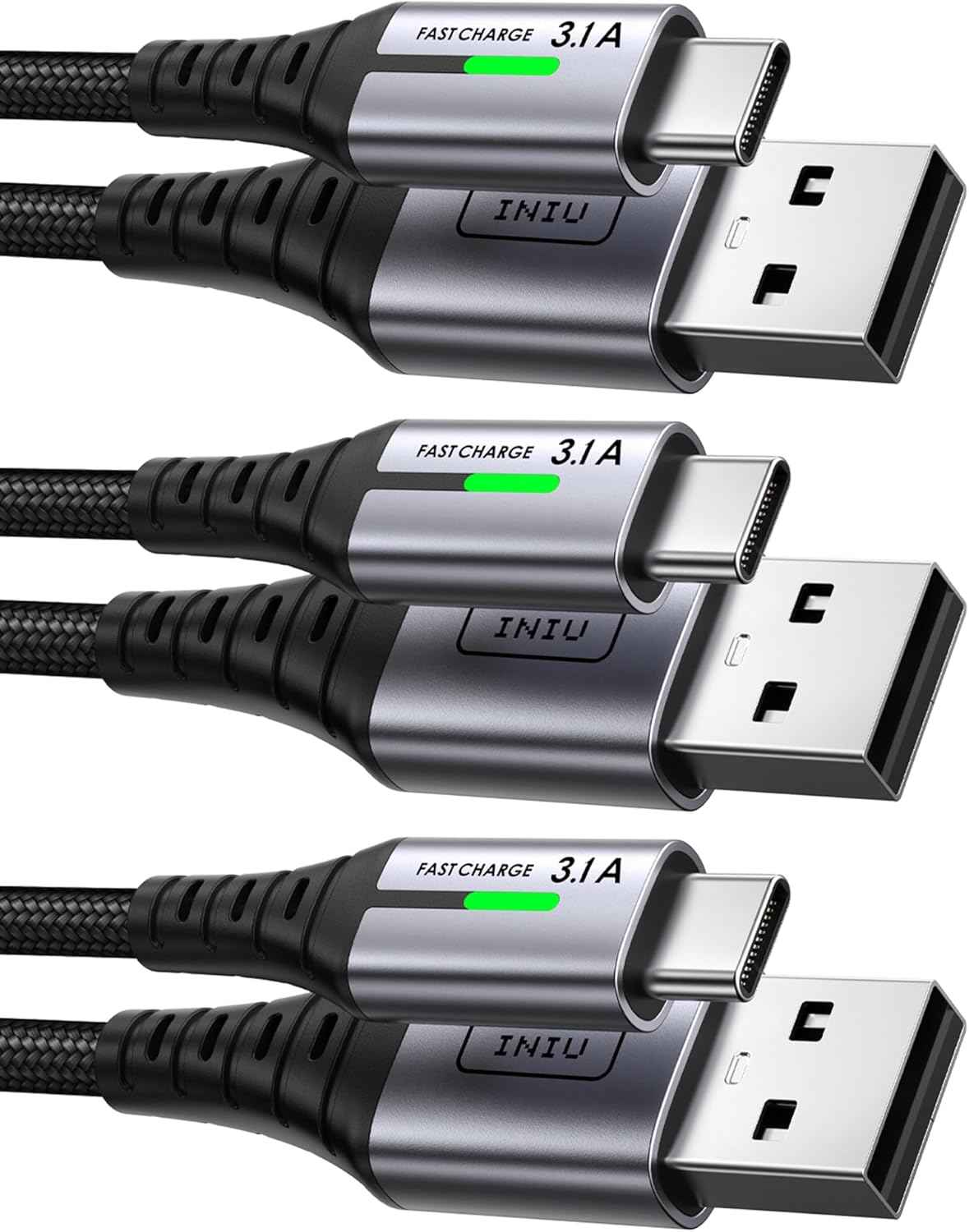 USB-C Fast Charging Cable 3.1A - 5 Pack for Phones, Consoles, and More