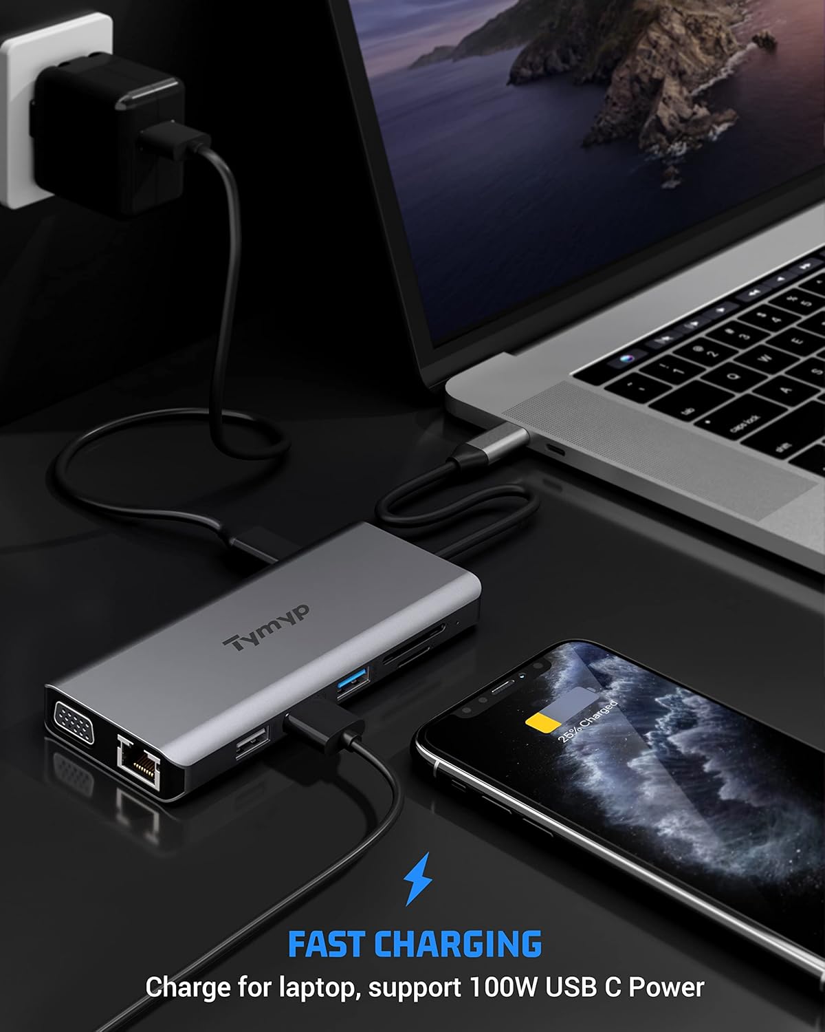 USB C Docking Station 12 in 1 Hub Triple Display Laptop Dock With HDMI USB VGA