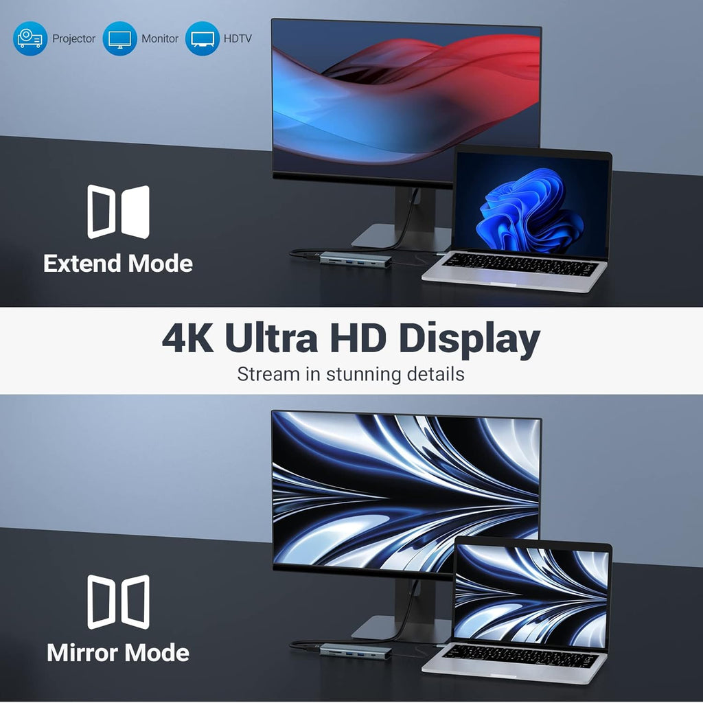 USB C Docking Station 9 in 1 HDMI 4K@30Hz HDMI SD/MicroSD & More