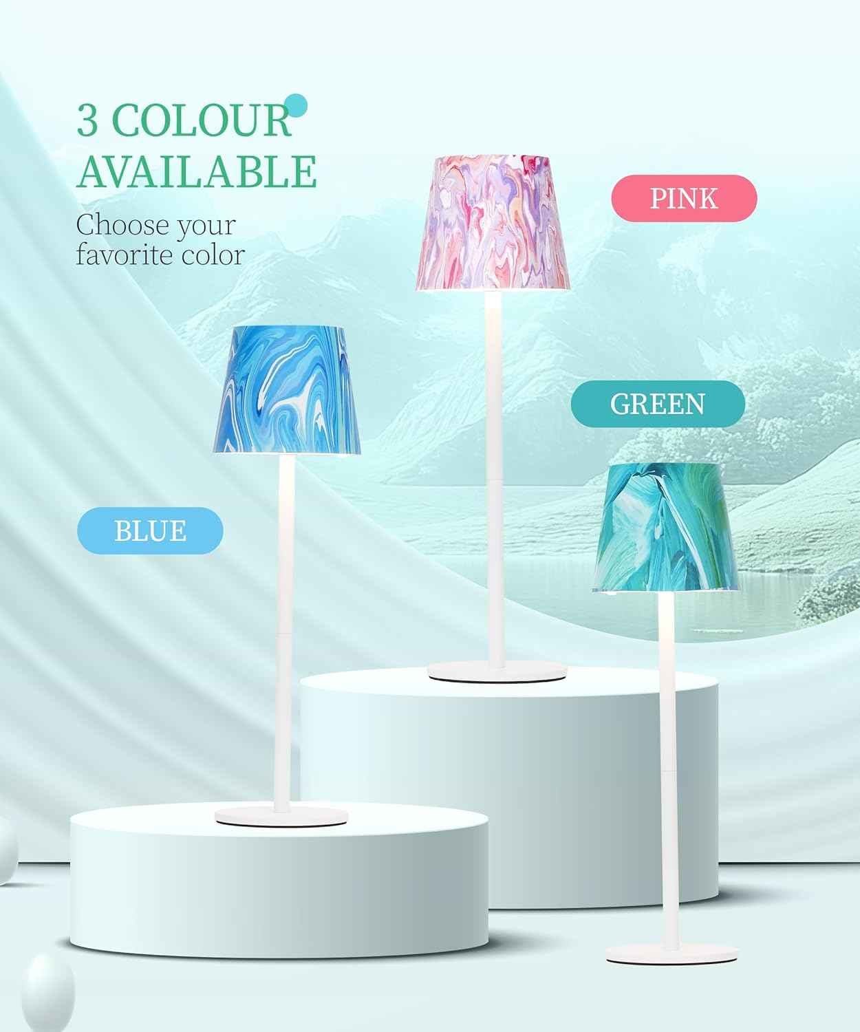 Rechargeable Table Lamp 5200mAh Battery Operated 3 Modes Dimmable Touch Control