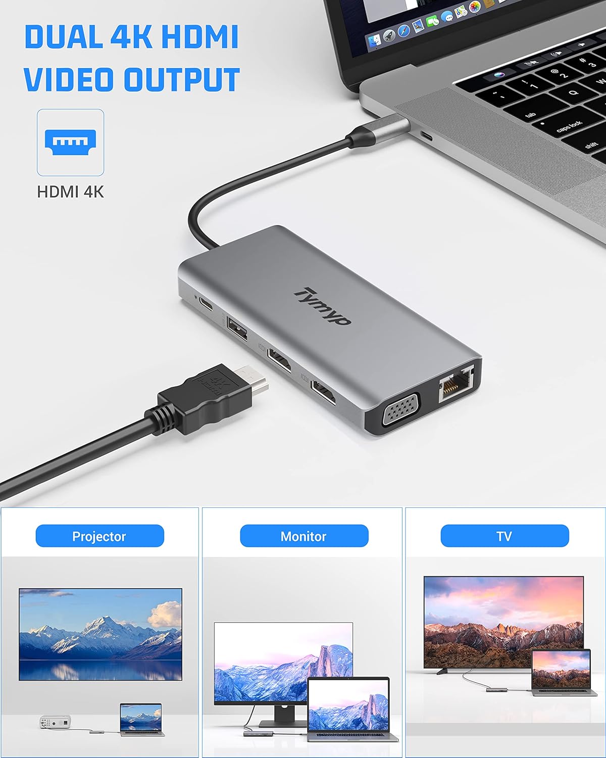 USB C Docking Station 12 in 1 Hub Triple Display Laptop Dock With HDMI USB VGA