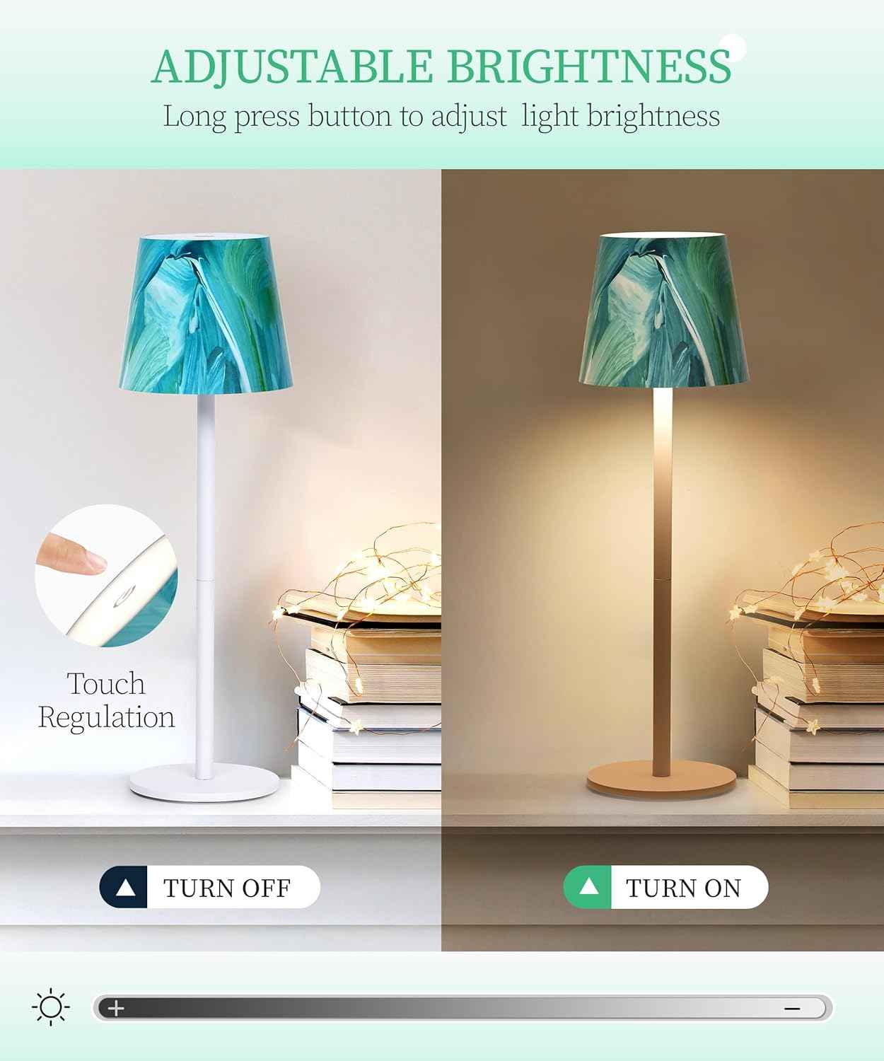 Rechargeable Table Lamp 5200mAh Battery Operated 3 Modes Dimmable Touch Control