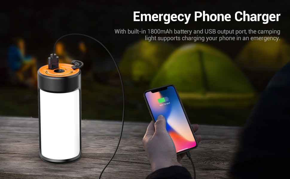 Camping Lights Rechargeable LED 400LM 5 Light Modes also Charges Phones - 2 Pack