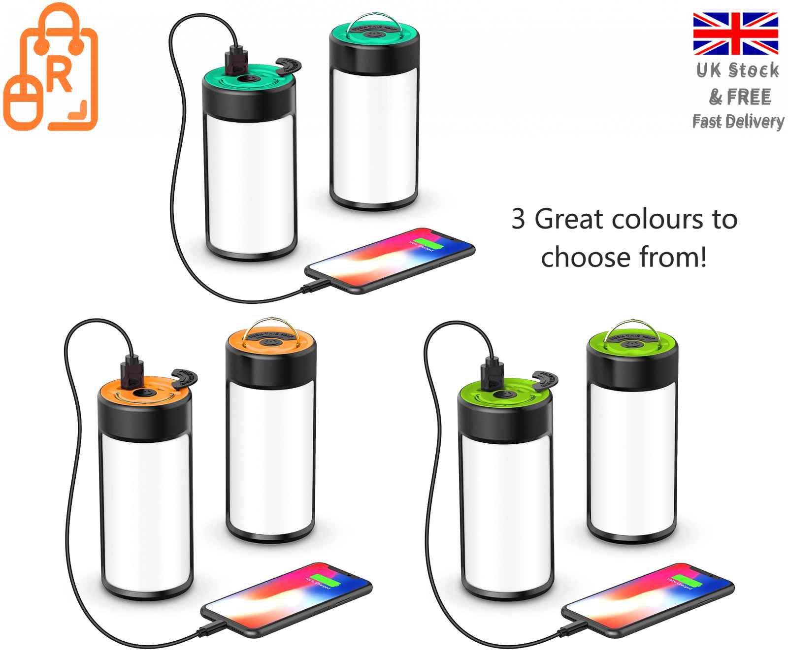 Camping Lights Rechargeable LED 400LM 5 Light Modes also Charges Phones - 2 Pack