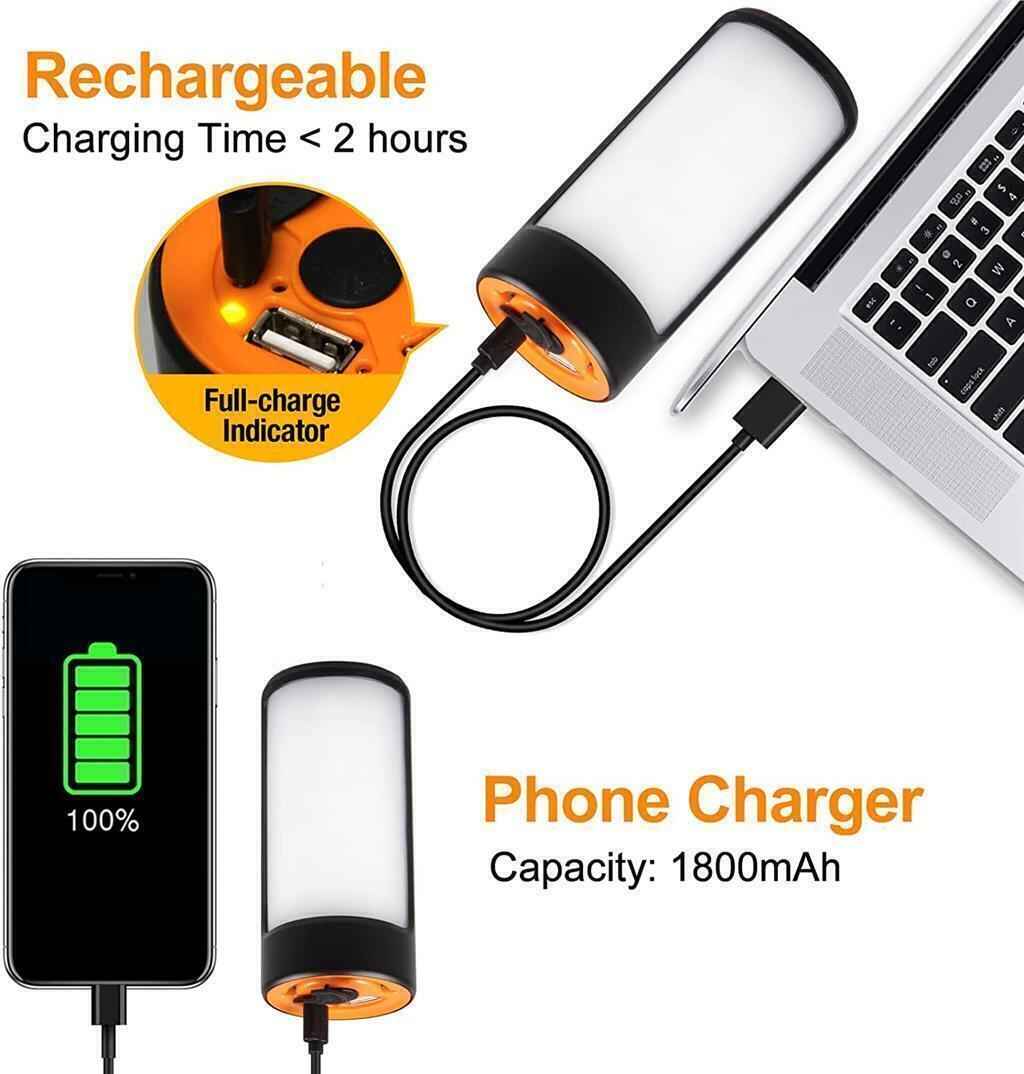 Camping Lights Rechargeable LED 400LM 5 Light Modes also Charges Phones - 2 Pack