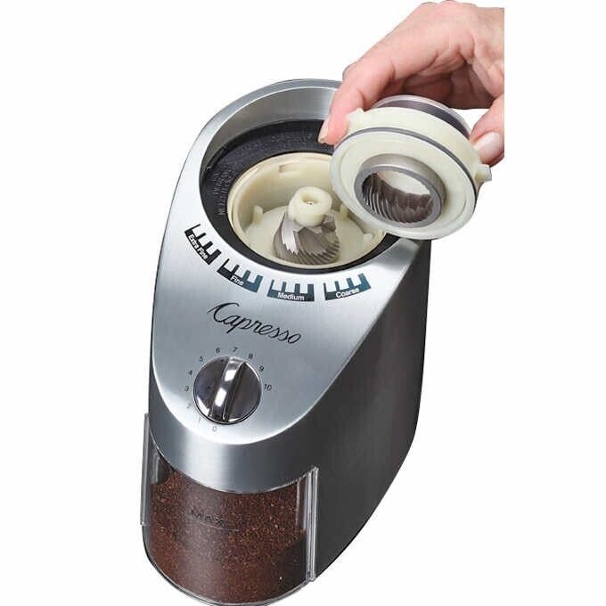 Capresso Metal Die-Cast Housing Conical Burr Coffee Grinder
