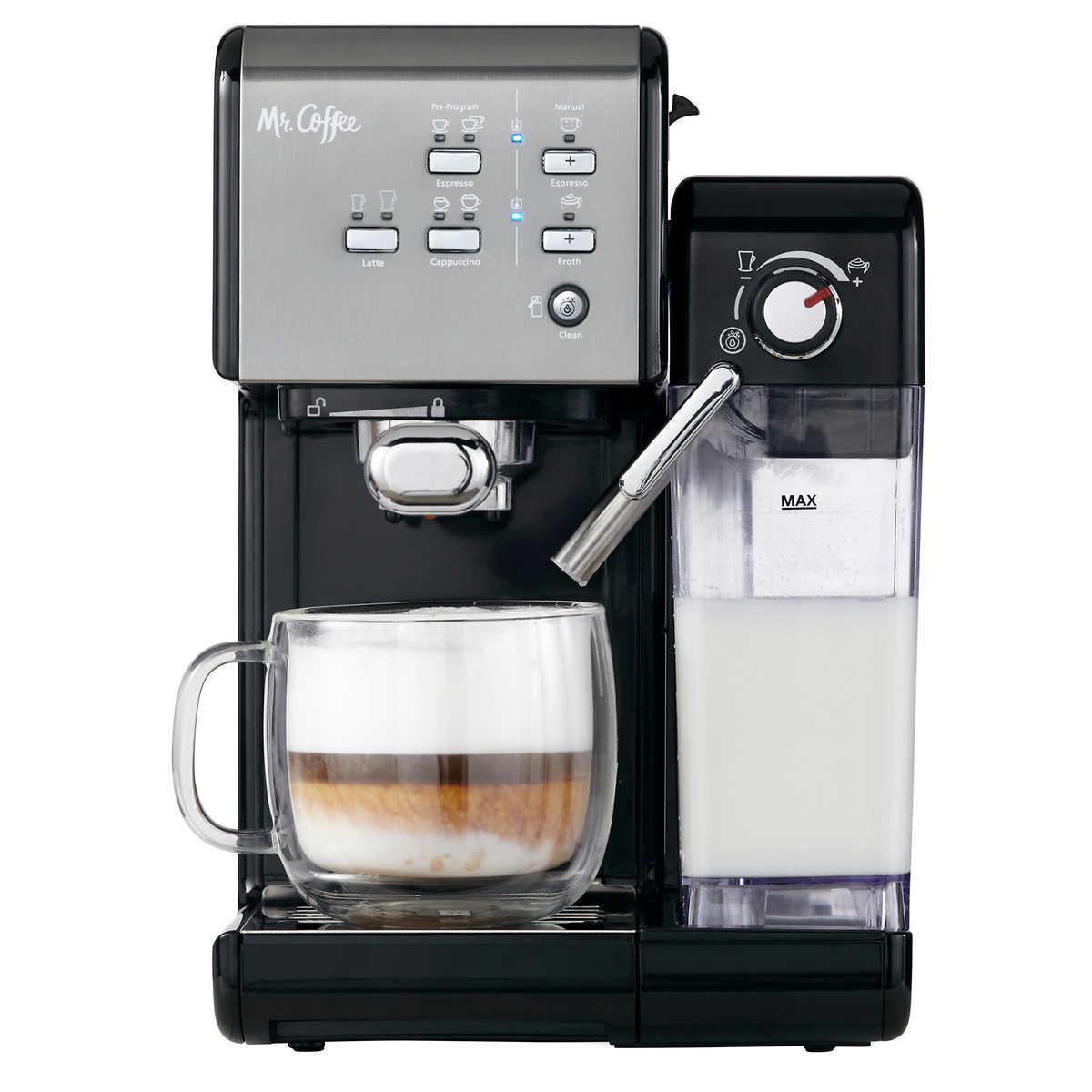 Mr. Coffee One-Touch 19 Bar Pump Programmable Espresso Maker Machine, CoffeeHouse Espresso and Cappuccino Machine